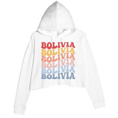 Bolivia Groovy Retro Bolivian Crop Fleece Hoodie