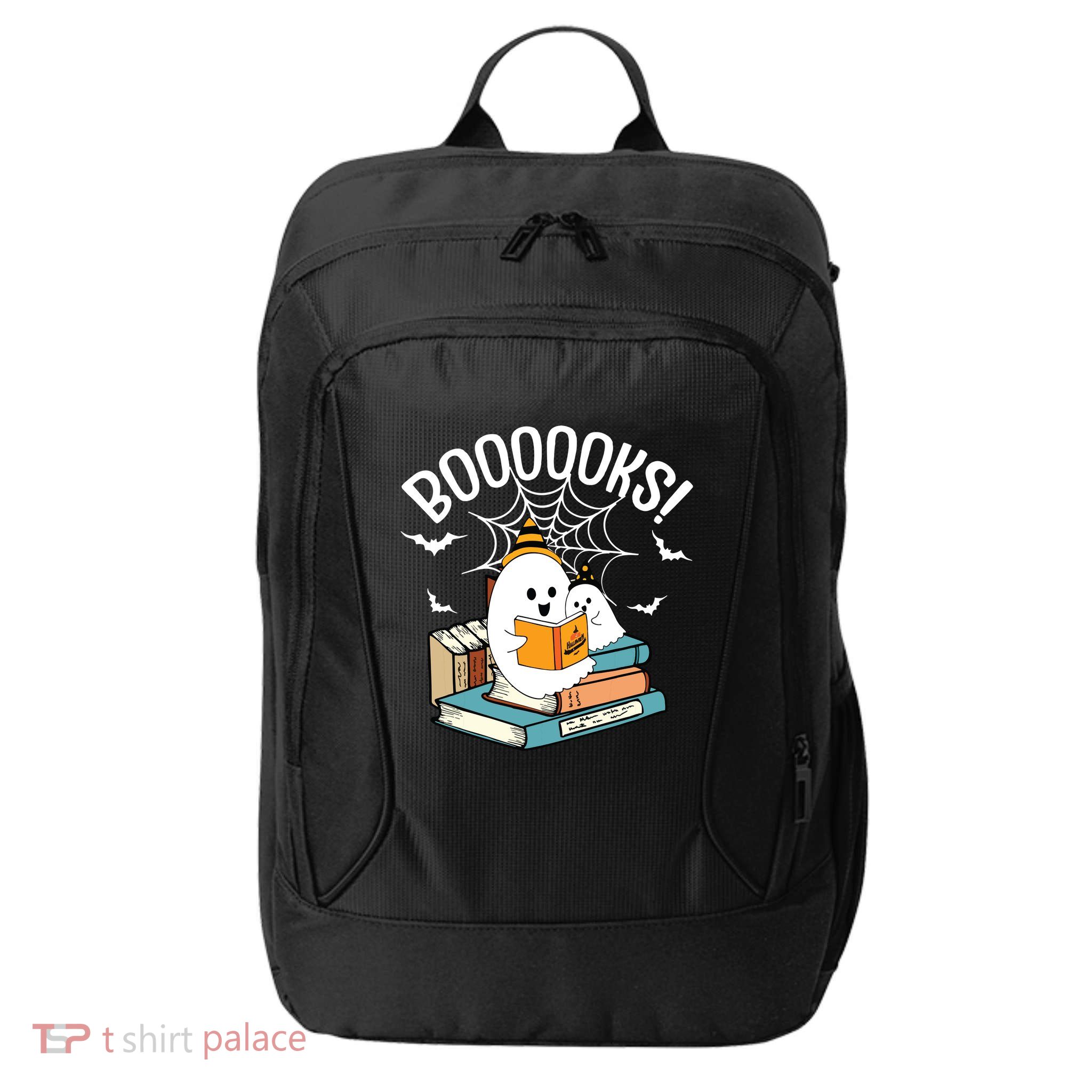 Booooks Ghost Read Books Halloween Funny City Backpack