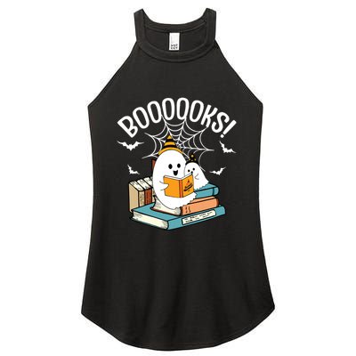 Booooks Ghost Read Books Halloween Funny Women's Perfect Tri Rocker Tank