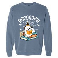 Booooks Ghost Read Books Halloween Funny Garment-Dyed Sweatshirt