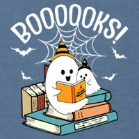 Booooks Ghost Read Books Halloween Funny Garment-Dyed Sweatshirt