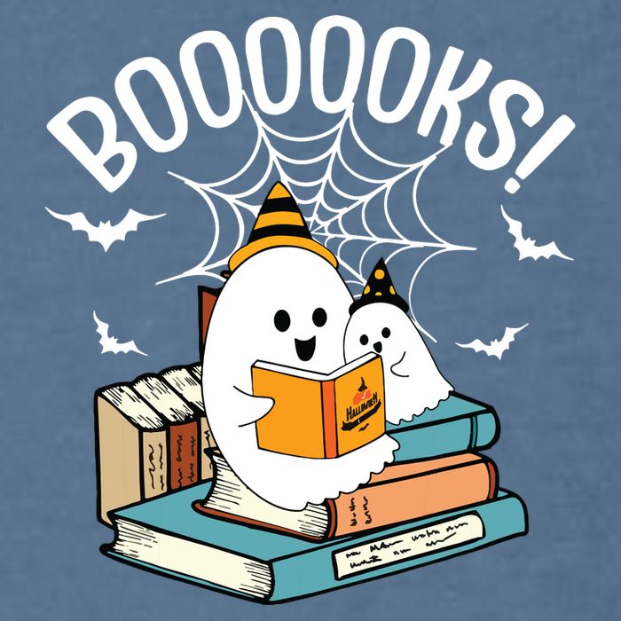 Booooks Ghost Read Books Halloween Funny Garment-Dyed Sweatshirt