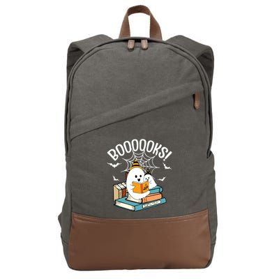 Booooks Ghost Read Books Halloween Funny Cotton Canvas Backpack