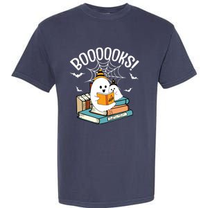 Booooks Ghost Read Books Halloween Funny Garment-Dyed Heavyweight T-Shirt