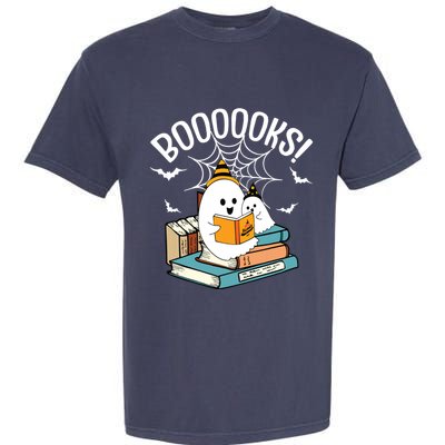 Booooks Ghost Read Books Halloween Funny Garment-Dyed Heavyweight T-Shirt