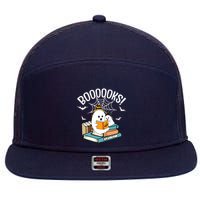 Booooks Ghost Read Books Halloween Funny 7 Panel Mesh Trucker Snapback Hat