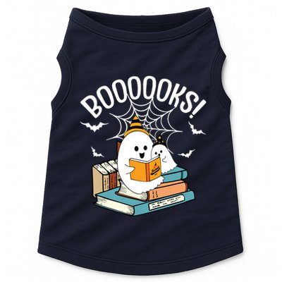 Booooks Ghost Read Books Halloween Funny Doggie Tank