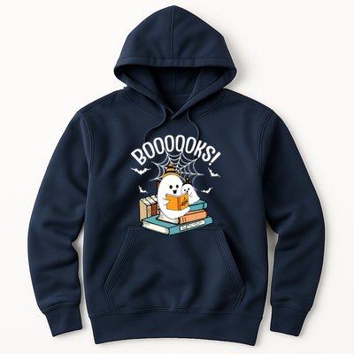Booooks Ghost Read Books Halloween Funny Hoodie