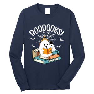 Booooks Ghost Read Books Halloween Funny Long Sleeve Shirt