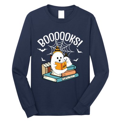 Booooks Ghost Read Books Halloween Funny Long Sleeve Shirt