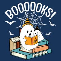 Booooks Ghost Read Books Halloween Funny Full-Length Apron With Pockets