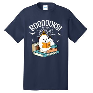 Booooks Ghost Read Books Halloween Funny Tall T-Shirt