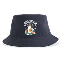 Booooks Ghost Read Books Halloween Funny Sustainable Bucket Hat