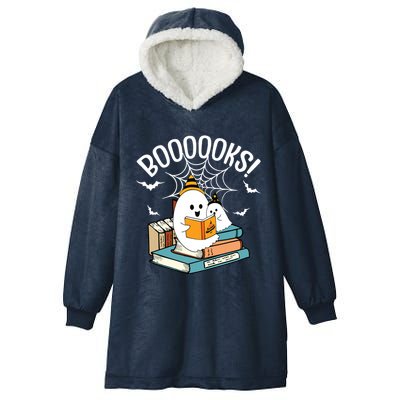Booooks Ghost Read Books Halloween Funny Hooded Wearable Blanket