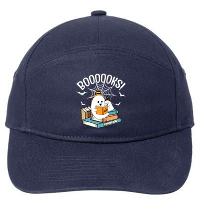 Booooks Ghost Read Books Halloween Funny 7-Panel Snapback Hat