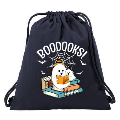 Booooks Ghost Read Books Halloween Funny Drawstring Bag