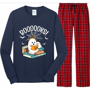 Booooks Ghost Read Books Halloween Funny Long Sleeve Pajama Set