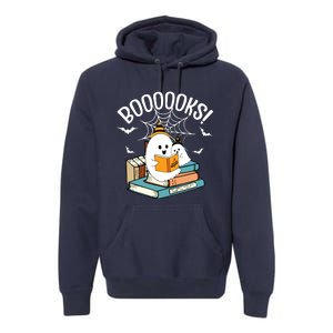 Booooks Ghost Read Books Halloween Funny Premium Hoodie