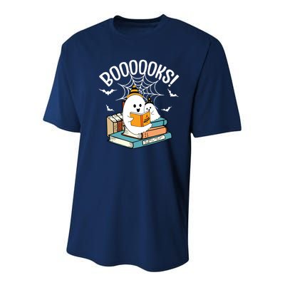 Booooks Ghost Read Books Halloween Funny Youth Performance Sprint T-Shirt