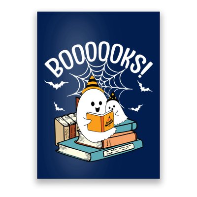 Booooks Ghost Read Books Halloween Funny Poster
