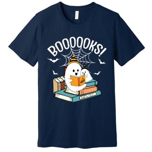 Booooks Ghost Read Books Halloween Funny Premium T-Shirt