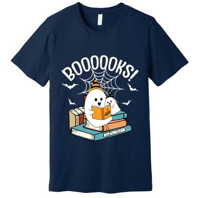 Booooks Ghost Read Books Halloween Funny Premium T-Shirt