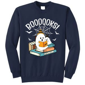 Booooks Ghost Read Books Halloween Funny Tall Sweatshirt