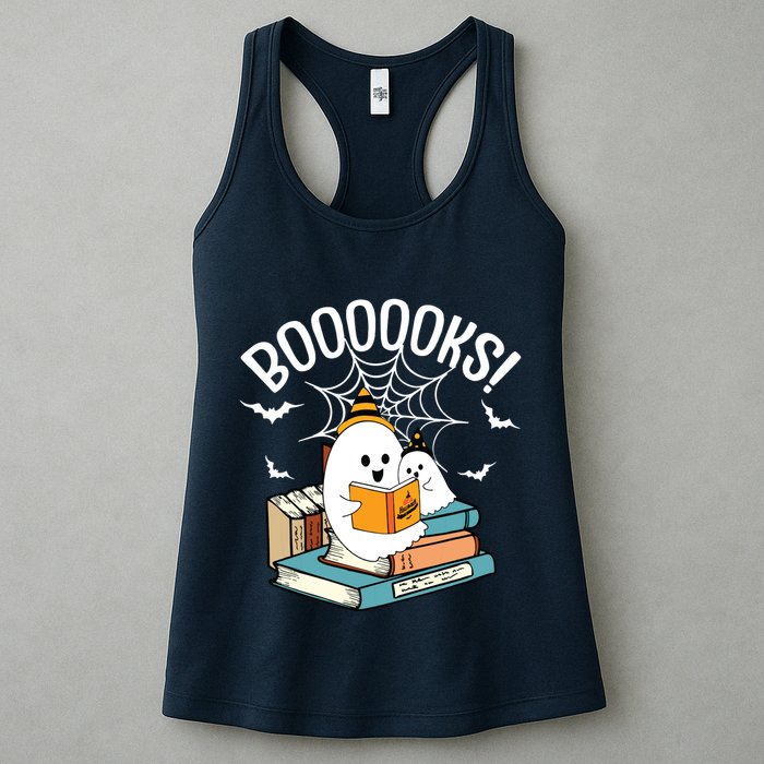 Booooks Ghost Read Books Halloween Funny Womens Tank Top
