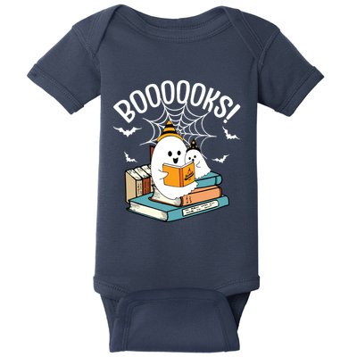 Booooks Ghost Read Books Halloween Funny Baby Bodysuit