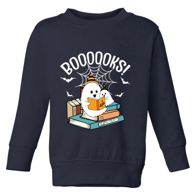 Booooks Ghost Read Books Halloween Funny Toddler Sweatshirt