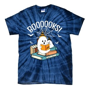 Booooks Ghost Read Books Halloween Funny Tie-Dye T-Shirt