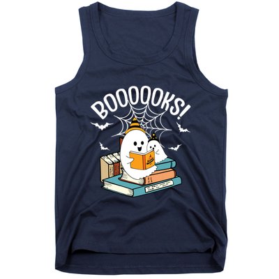 Booooks Ghost Read Books Halloween Funny Tank Top