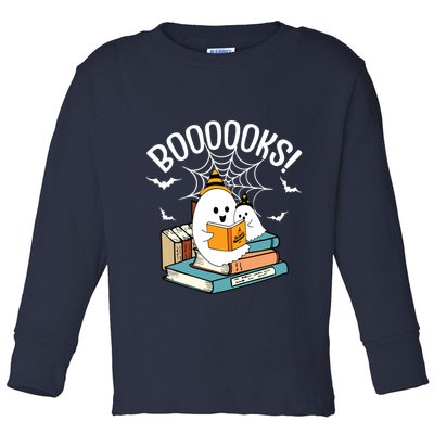 Booooks Ghost Read Books Halloween Funny Toddler Long Sleeve Shirt