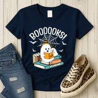 Booooks Ghost Read Books Halloween Funny Womens T-Shirt
