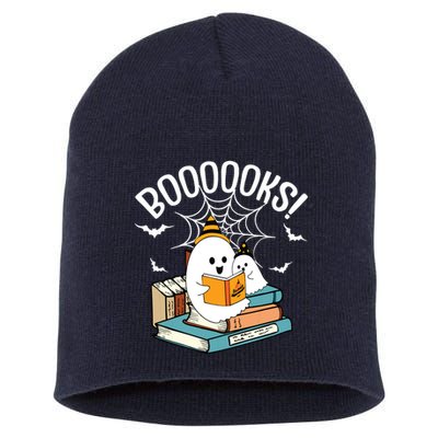 Booooks Ghost Read Books Halloween Funny Short Acrylic Beanie