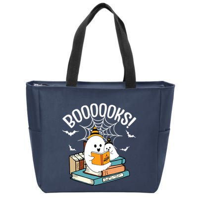 Booooks Ghost Read Books Halloween Funny Zip Tote Bag