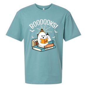 Booooks Ghost Read Books Halloween Funny Sueded Cloud Jersey T-Shirt