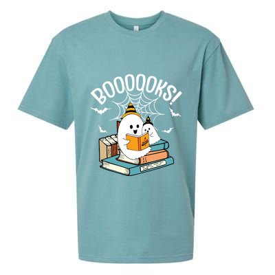 Booooks Ghost Read Books Halloween Funny Sueded Cloud Jersey T-Shirt
