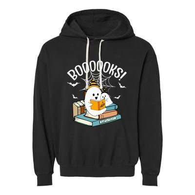 Booooks Ghost Read Books Halloween Funny Garment-Dyed Fleece Hoodie