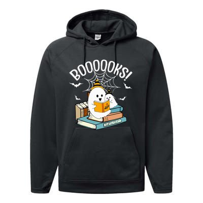 Booooks Ghost Read Books Halloween Funny Performance Fleece Hoodie