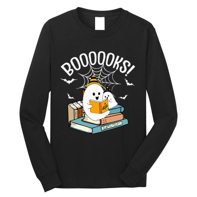 Booooks Ghost Read Books Halloween Funny Long Sleeve Shirt