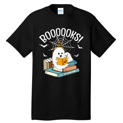 Booooks Ghost Read Books Halloween Funny Tall T-Shirt