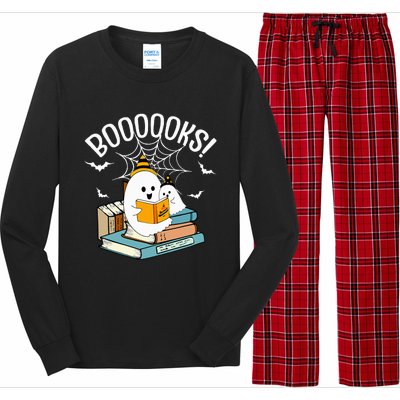 Booooks Ghost Read Books Halloween Funny Long Sleeve Pajama Set