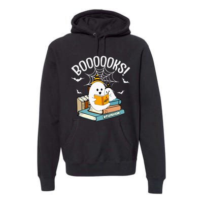 Booooks Ghost Read Books Halloween Funny Premium Hoodie