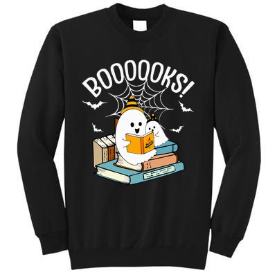 Booooks Ghost Read Books Halloween Funny Tall Sweatshirt