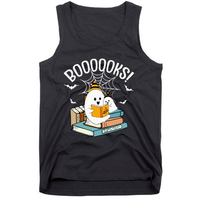 Booooks Ghost Read Books Halloween Funny Tank Top