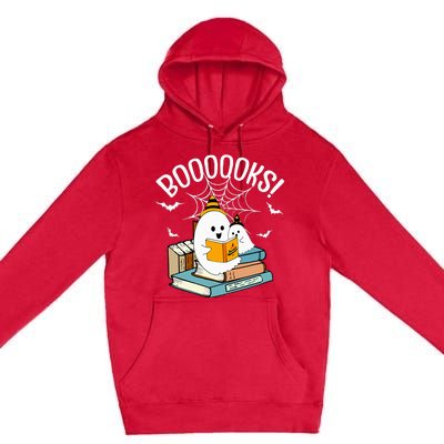 Booooks Ghost Read Books Halloween Funny Premium Pullover Hoodie