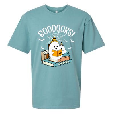 Booooks Ghost Read Books Halloween Funny Sueded Cloud Jersey T-Shirt