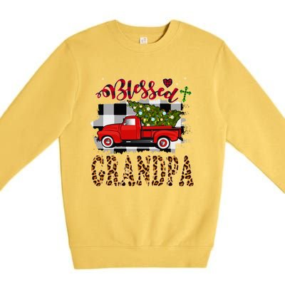 Blessed Grandpa Red Truck Plaid Xmas Tree Family Christmas Gift Premium Crewneck Sweatshirt