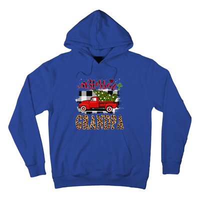 Blessed Grandpa Red Truck Plaid Xmas Tree Family Christmas Gift Hoodie